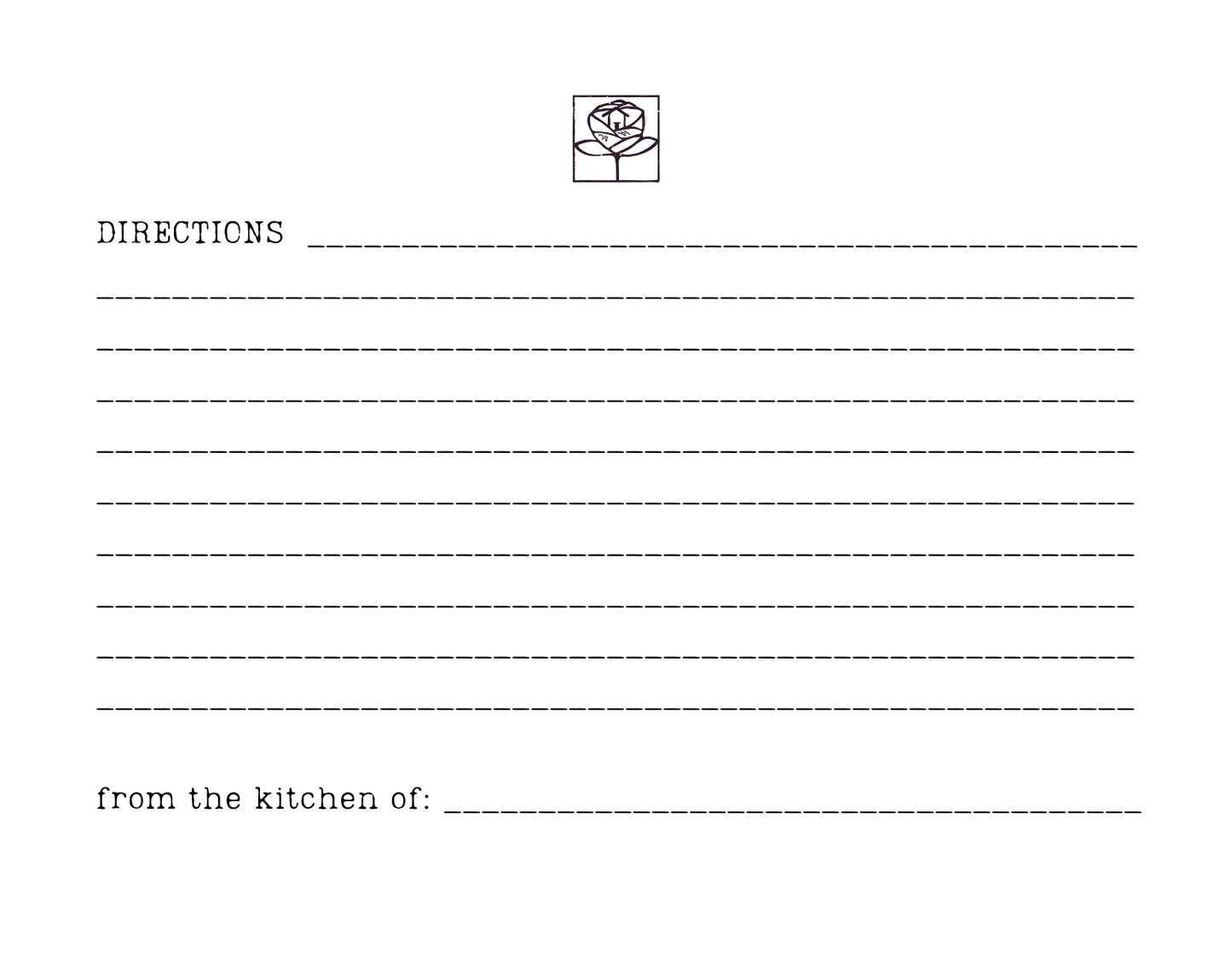 Recipe card digital download
